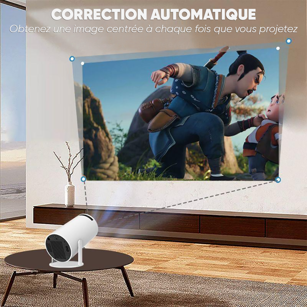 Projecteur 4K Ultra HD portable Wi-Fi, rotation 180° et haut-parleurs Hi-Fi