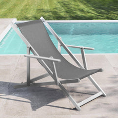 Chaise longue pliante Napoli, accoudoirs, structure aluminium et textilène.