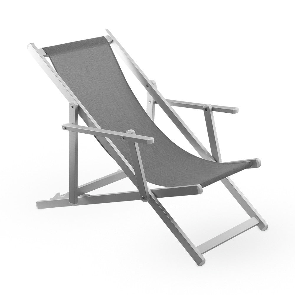 Chaise longue pliante Napoli, accoudoirs, structure aluminium et textilène.
