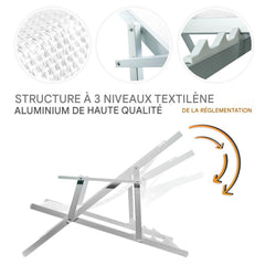 Chaise longue pliante Napoli, accoudoirs, structure aluminium et textilène.