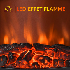 Cheminée Décorative Ronde Moderne avec LED Effet Flamme à Piles