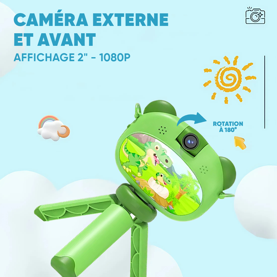 Appareil photo numérique pour enfants avec trépied, photo et vidéo avec audio