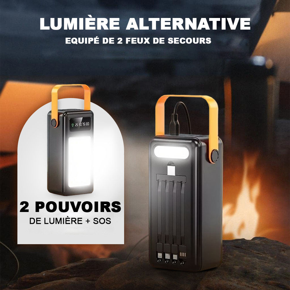 Power Bank 60000mAh avec Lumière d'Urgence, Recharge Rapide et Portable