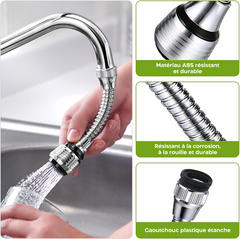 Brise-jet flexible mélangeur robinet de cuisine buse rotative à 360°