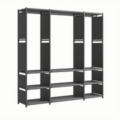 Armoire Garde-robe en Tissu Étagère Camping 9 Étagères Barres de Penderie