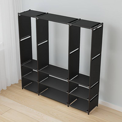 Armoire Garde-robe en Tissu Étagère Camping 9 Étagères Barres de Penderie