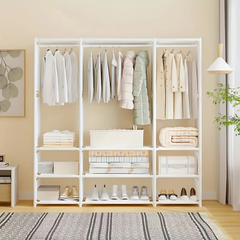 Armoire Garde-robe en Tissu Étagère Camping 9 Étagères Barres de Penderie