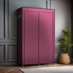 Armoire en Tissu 2 Portes avec Étagères et Barre à Vêtements, Idéale Camping