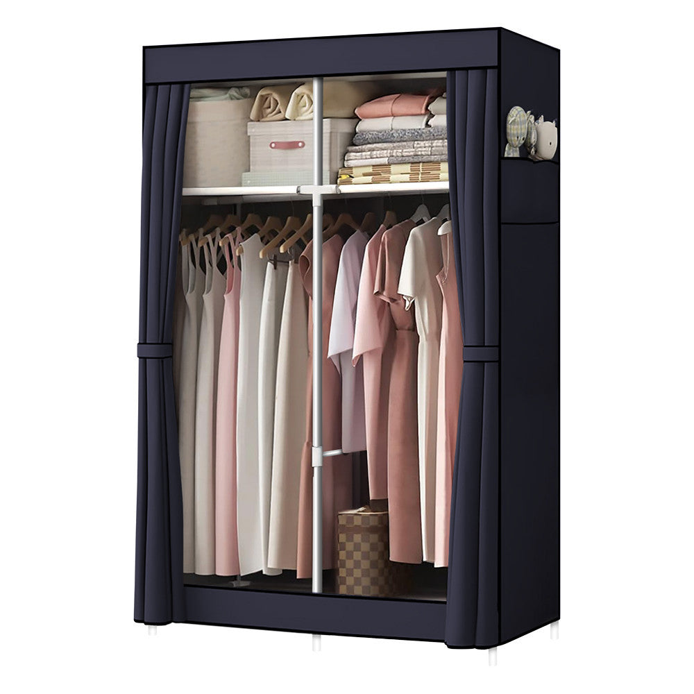 Armoire en Tissu 2 Portes avec Étagères et Barre à Vêtements, Idéale Camping