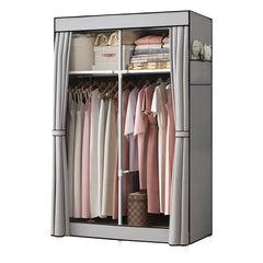 Armoire en Tissu 2 Portes avec Étagères et Barre à Vêtements, Idéale Camping