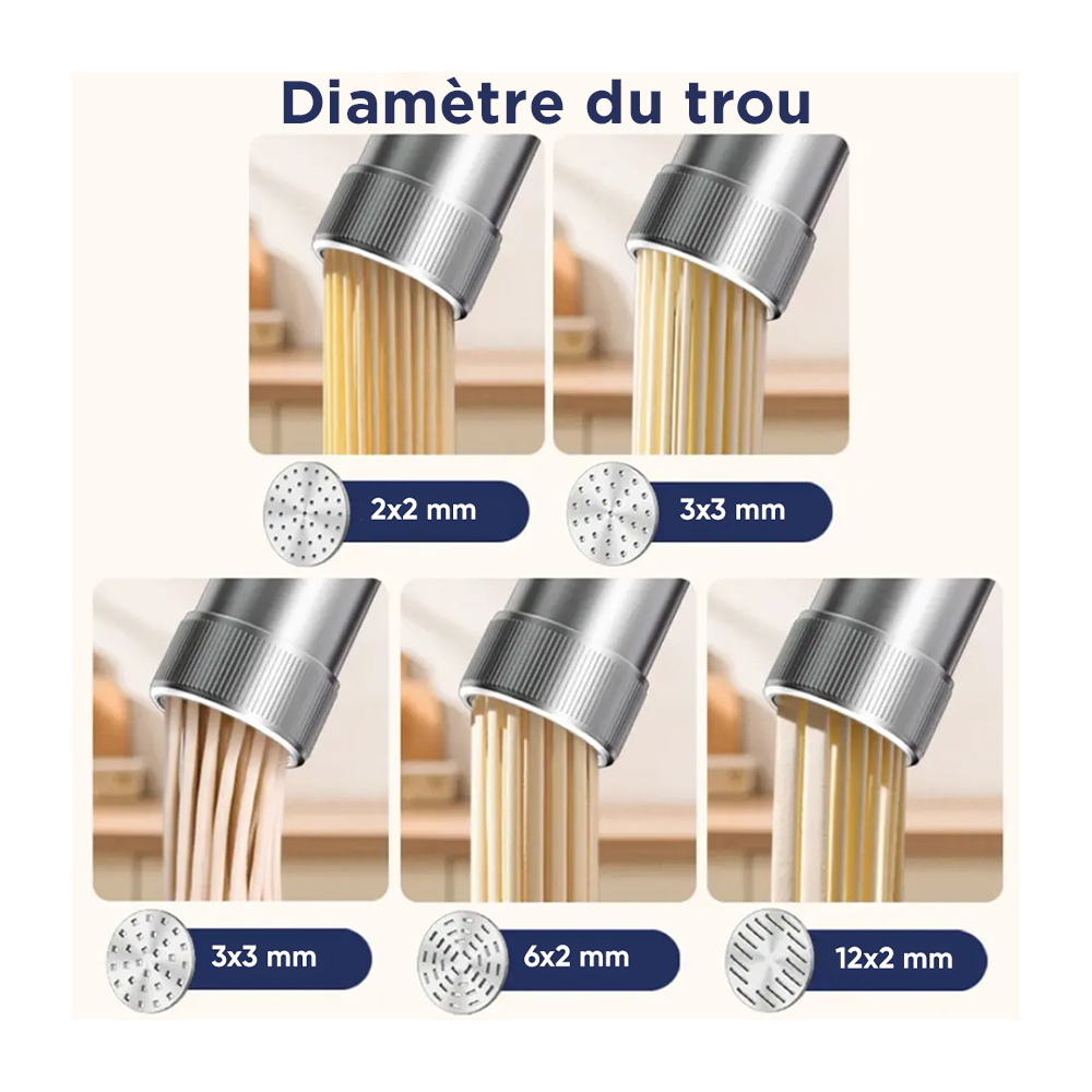 Machine à Pâtes Électrique Portable Sans Fil en Inox avec 5 Moules
