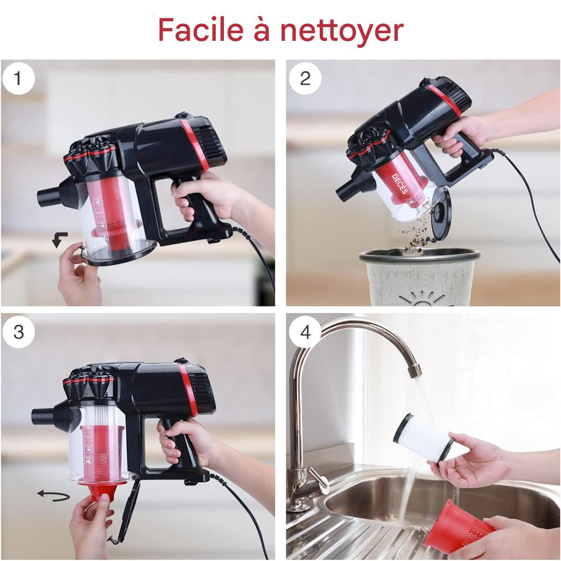 Aspirateur Cyclonique 1000W 3 en 1 Balai Électrique avec Filtre HEPA et Câble