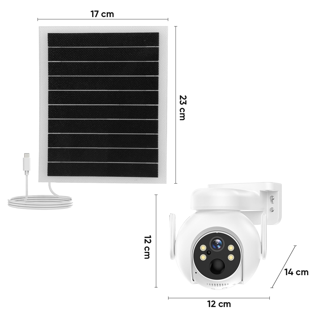 Caméra de vidéosurveillance Recharge Solaire Wi-Fi Détection et Contrôle via APP