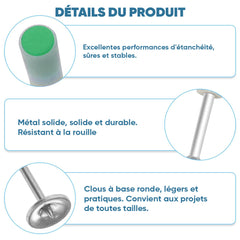200 clous métal 7mm pour pistolet manuel, béton et fer, rivets ronds