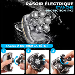 Rasoir Électrique Homme 5 en 1 Étanche, Rechargeable, Tondeuse Barbe & Cheveux