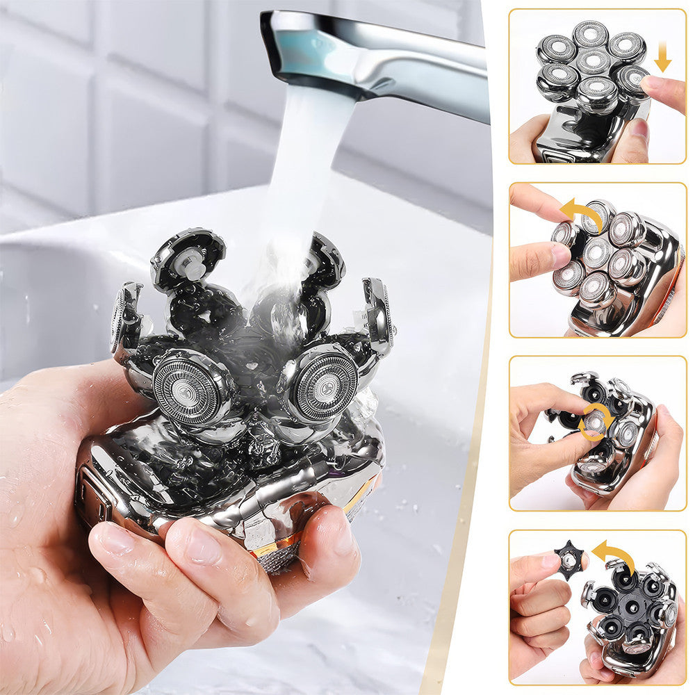 Rasoir Électrique Homme 5 en 1 Étanche, Rechargeable, Tondeuse Barbe & Cheveux