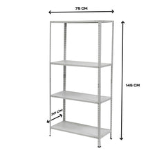 Étagère 4 niveaux Métal BLANC, étagères MDF Modulaires, capacité 160K