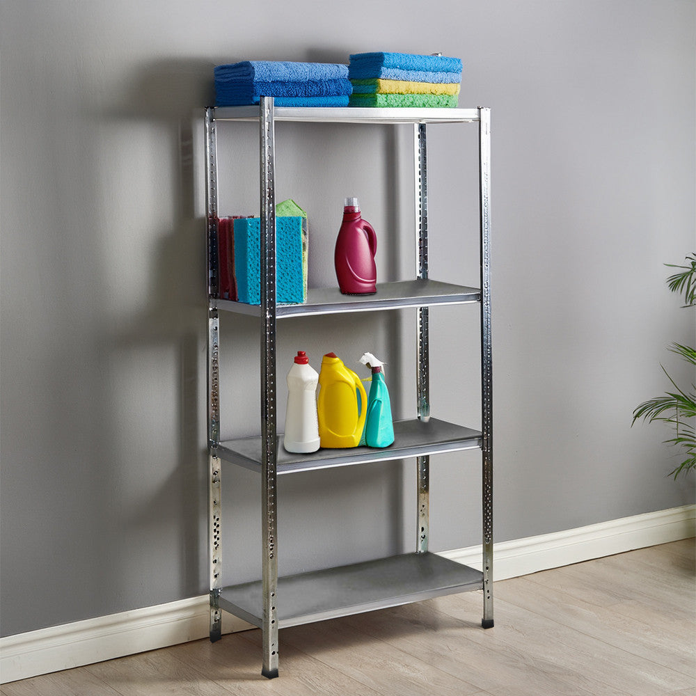 Étagère 4 niveaux Métal BLANC, étagères MDF Modulaires, capacité 160K