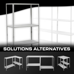 Étagère 4 niveaux Métal BLANC, étagères MDF Modulaires, capacité 160K