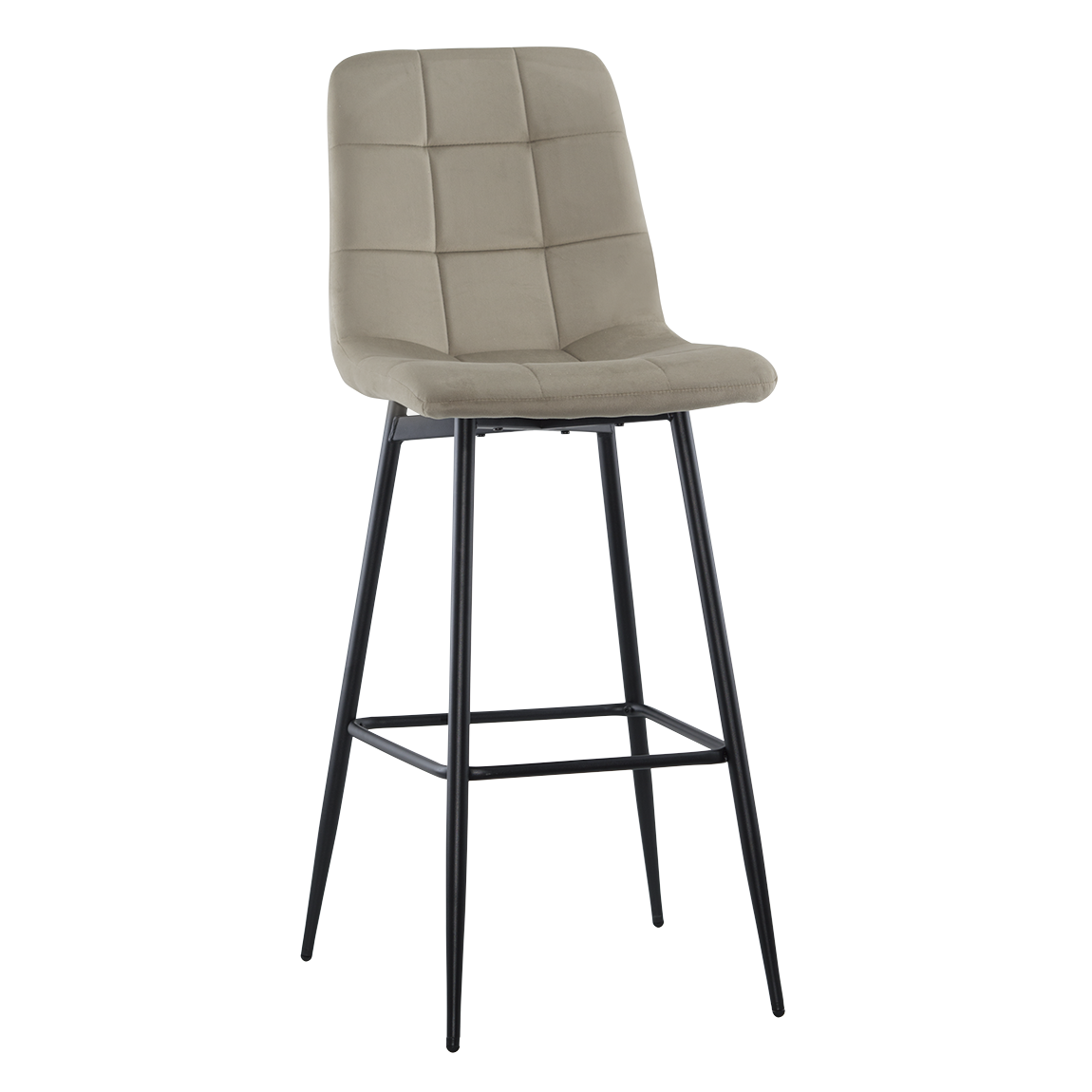 Lot 2 tabourets velours VELVETTE, structure noire, dossier et repose-pieds