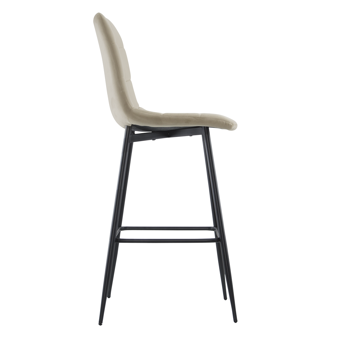 Lot 2 tabourets velours VELVETTE, structure noire, dossier et repose-pieds