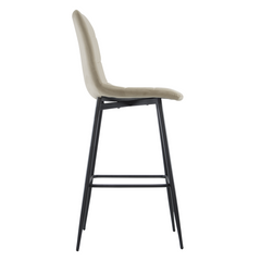 Lot 2 tabourets velours VELVETTE, structure noire, dossier et repose-pieds