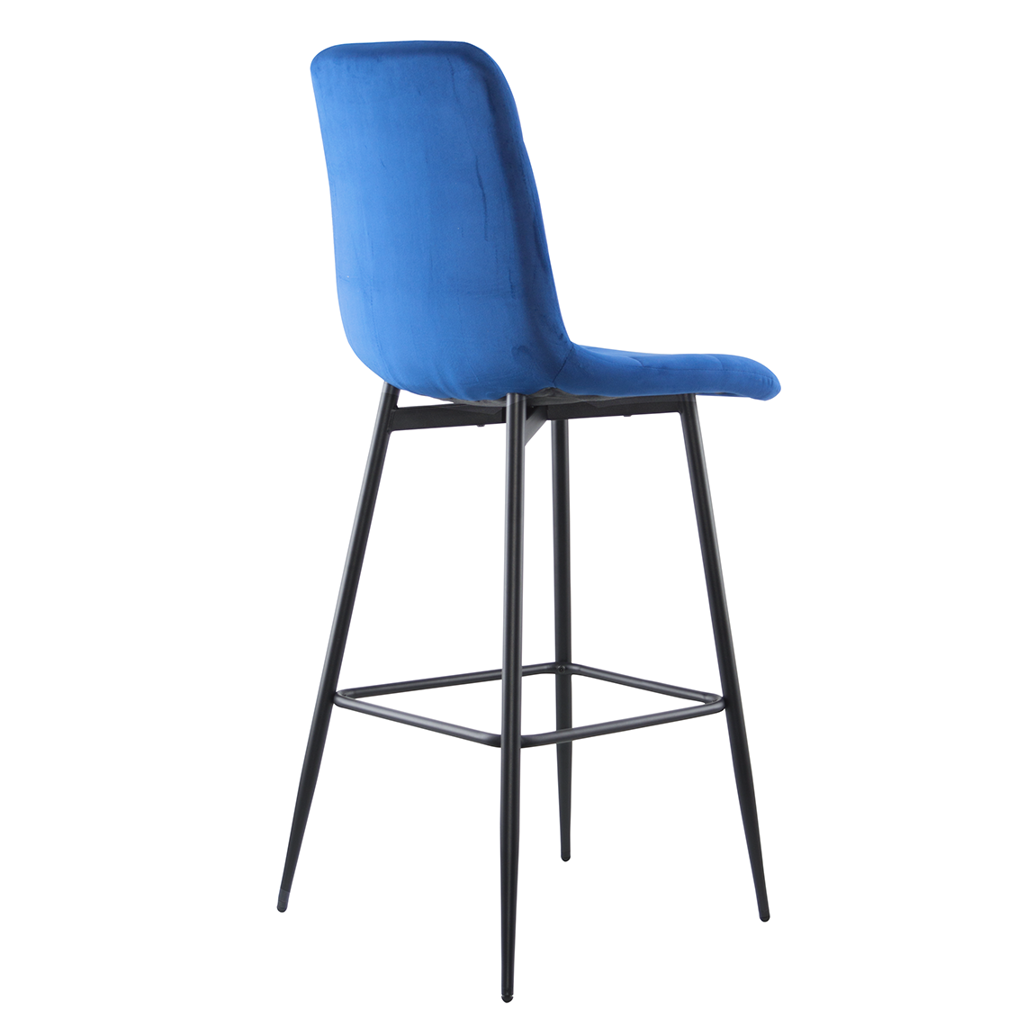 Lot 2 tabourets velours VELVETTE, structure noire, dossier et repose-pieds