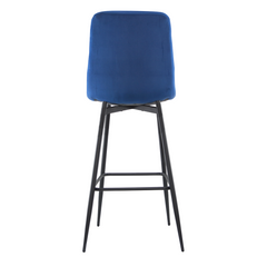 Lot 2 tabourets velours VELVETTE, structure noire, dossier et repose-pieds