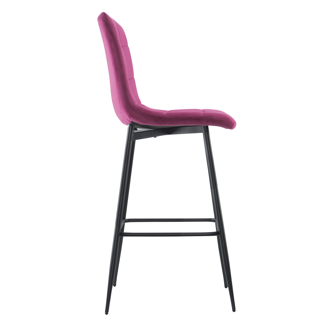 Lot 2 tabourets velours VELVETTE, structure noire, dossier et repose-pieds