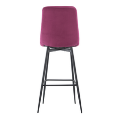 Lot 2 tabourets velours VELVETTE, structure noire, dossier et repose-pieds