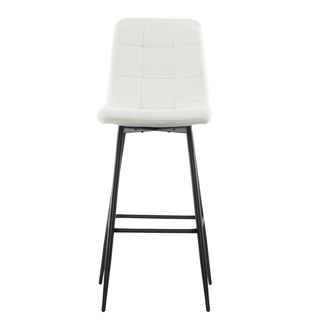 Lot 2 tabourets velours VELVETTE, structure noire, dossier et repose-pieds
