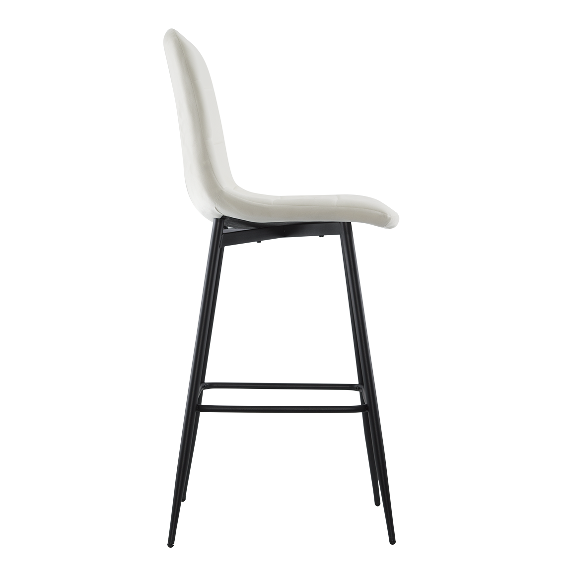 Lot 2 tabourets velours VELVETTE, structure noire, dossier et repose-pieds