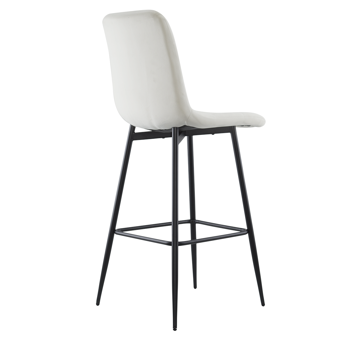 Lot 2 tabourets velours VELVETTE, structure noire, dossier et repose-pieds