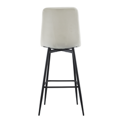 Lot 2 tabourets velours VELVETTE, structure noire, dossier et repose-pieds