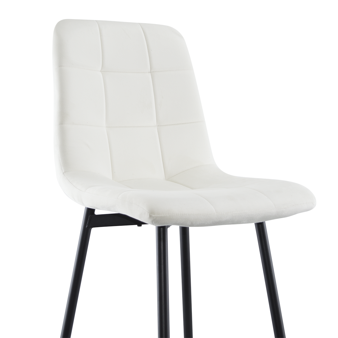 Lot 2 tabourets velours VELVETTE, structure noire, dossier et repose-pieds