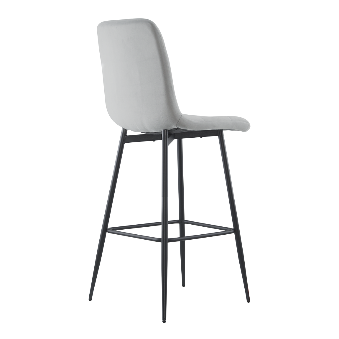 Lot 2 tabourets velours VELVETTE, structure noire, dossier et repose-pieds