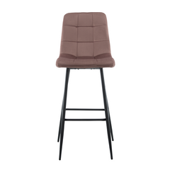 Lot 2 tabourets velours VELVETTE, structure noire, dossier et repose-pieds