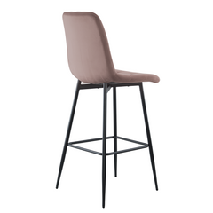 Lot 2 tabourets velours VELVETTE, structure noire, dossier et repose-pieds