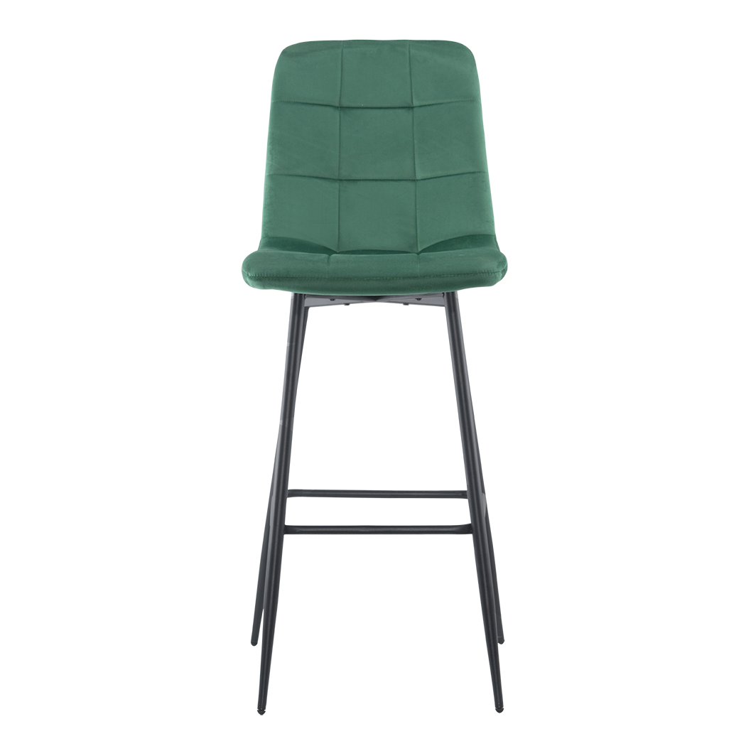 Lot 2 tabourets velours VELVETTE, structure noire, dossier et repose-pieds
