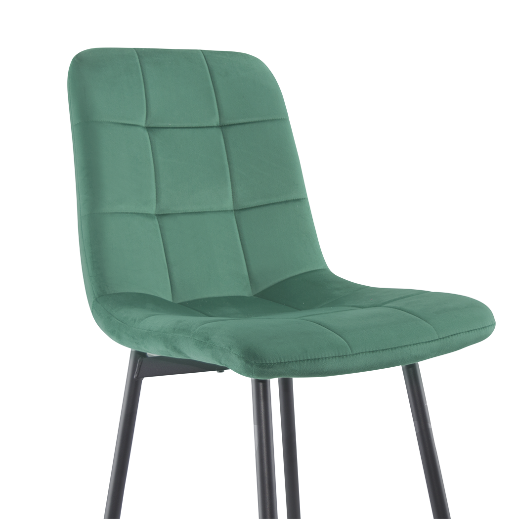 Lot 2 tabourets velours VELVETTE, structure noire, dossier et repose-pieds