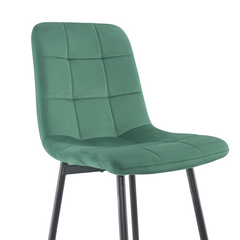 Lot 2 tabourets velours VELVETTE, structure noire, dossier et repose-pieds
