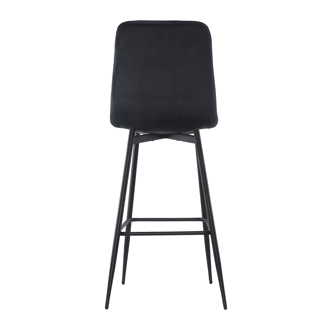 Lot 2 tabourets velours VELVETTE, structure noire, dossier et repose-pieds