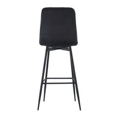 Lot 2 tabourets velours VELVETTE, structure noire, dossier et repose-pieds