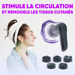 Masseur Corporel Électrique Rechargeable avec 4 Têtes et Vibration Réglable