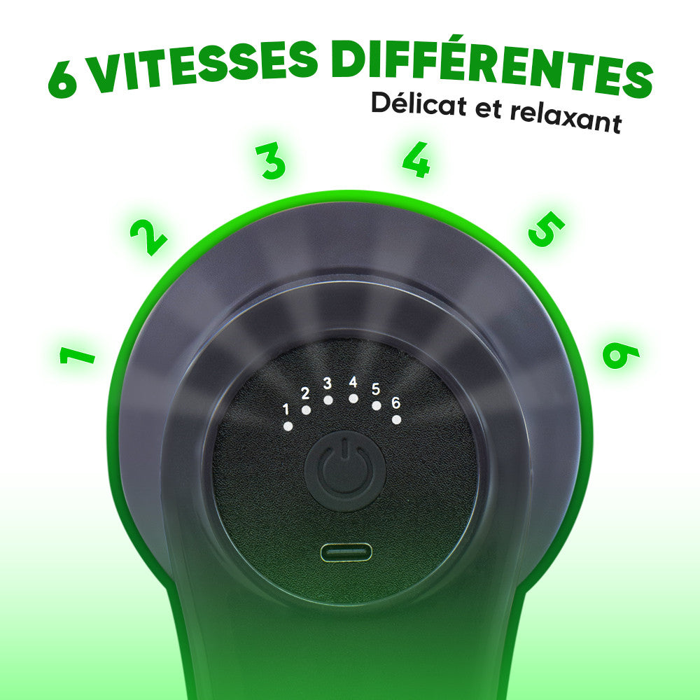 Masseur Corporel Électrique Rechargeable avec 4 Têtes et Vibration Réglable