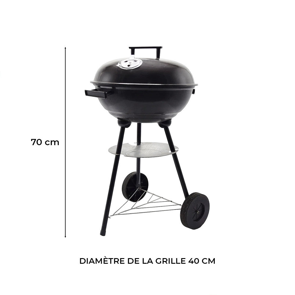 Barbecue Rond Enrico Coveri BBQ Charbon Couvercle Structure en Métal