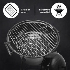Barbecue Rond Enrico Coveri BBQ Charbon Couvercle Structure en Métal