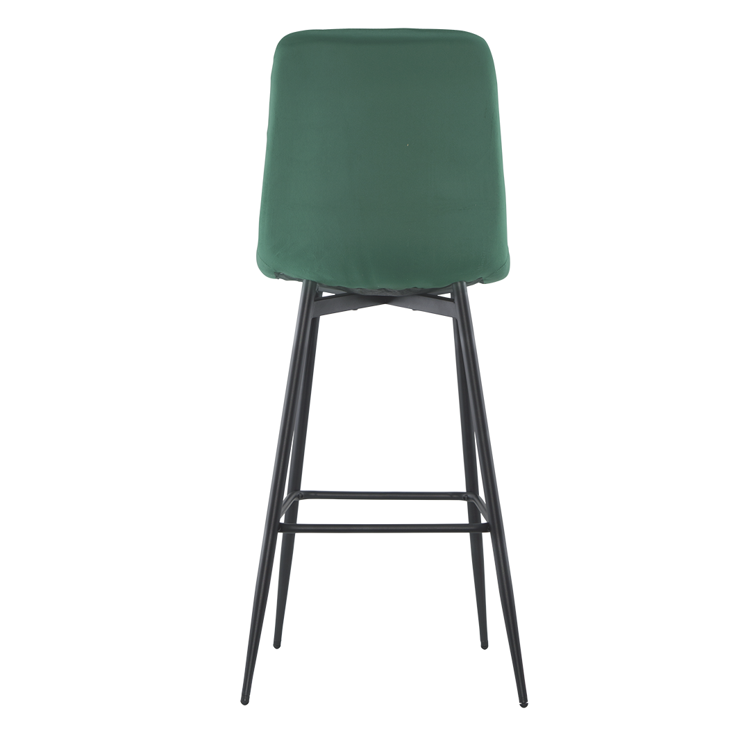 Set 4 tabourets velours VELVETTE, dossier, repose-pieds, pied noir