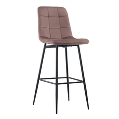 Set 4 tabourets velours VELVETTE, dossier, repose-pieds, pied noir