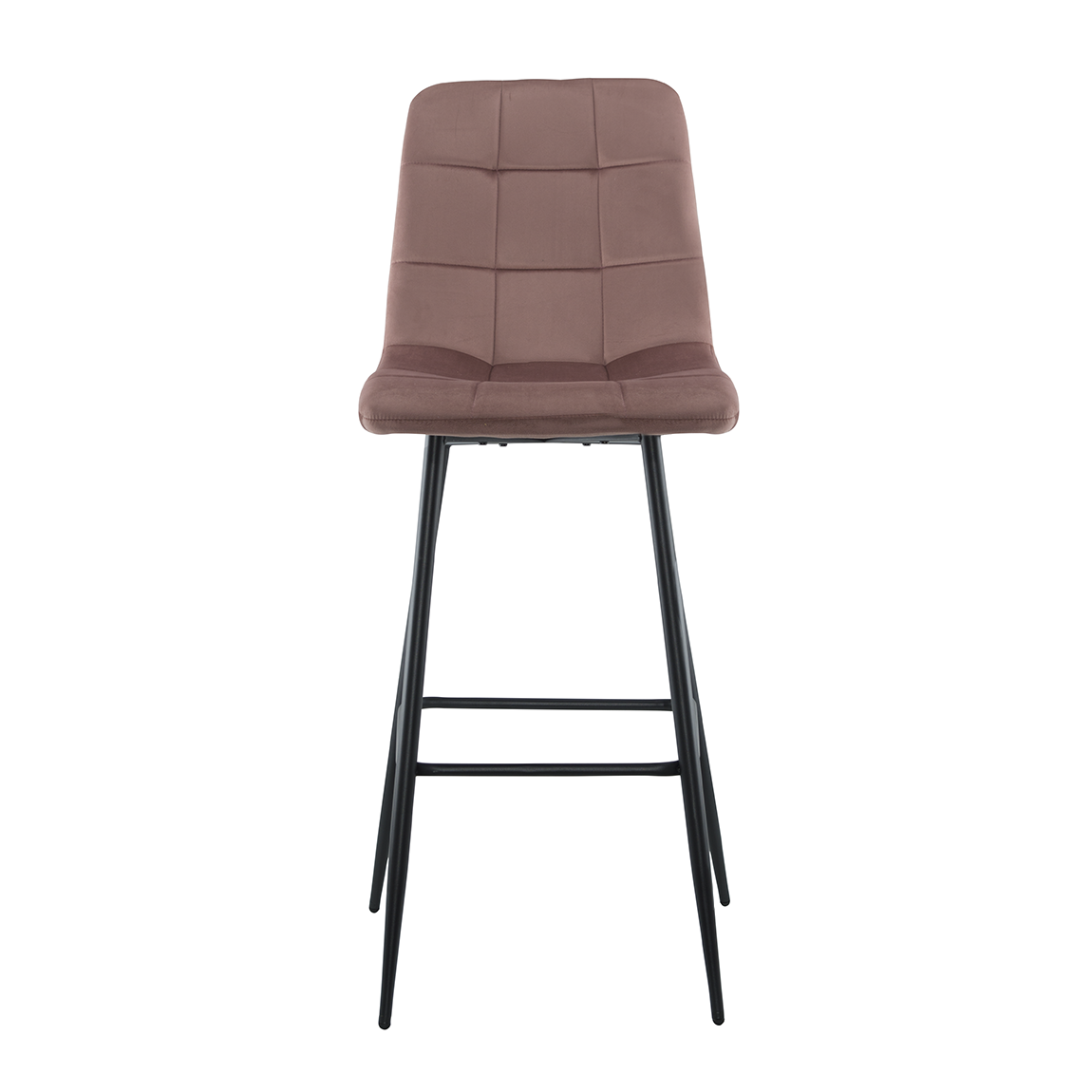 Set 4 tabourets velours VELVETTE, dossier, repose-pieds, pied noir